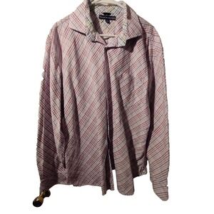 Tommy Hilfinger XXL Premium Linen Long Sleeve Multicolor Stripe‎ Shirt  D25
